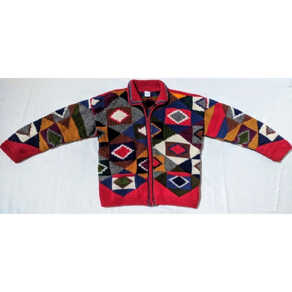 Vintage Alpaca Color Block Sweater/Jacket